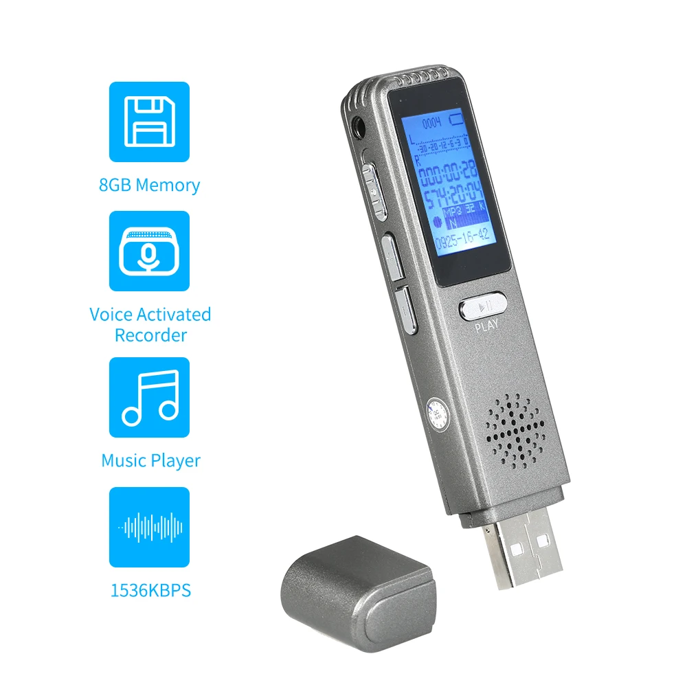 Миниатюрный цифровой диктофон с голосовой активацией 8 Гб USB звукозаписывающее