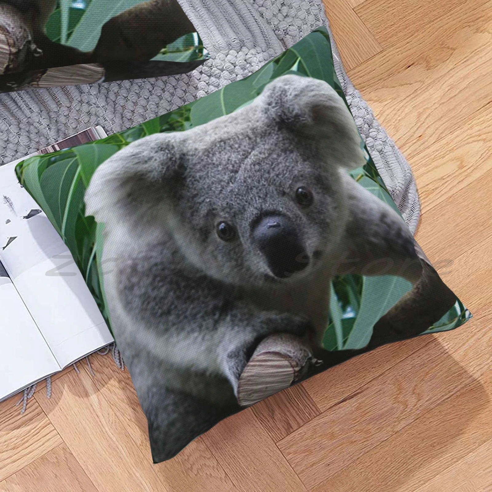 Koala And Eucalyptus Print Customize Pattern Flax Plush Velvet Fabric  Pillow Case Koala Koala Koala Australian Animals Wild|Pillow Case| -  AliExpress