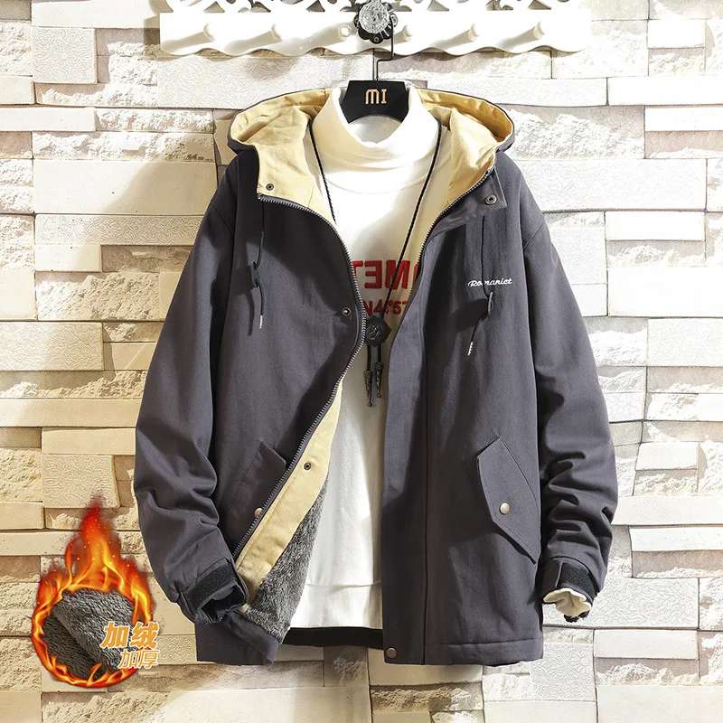 

Coat Men's Korean-style Trend Winter Trend Jacket Casual Brushed And Thick Workwear 2019 New Style Men'S Wear on Clothes