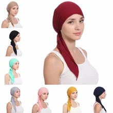 Женский головной убор в индийском стиле мусульманская раковая шапка Хемо шарф Тюрбан два обертывание шапка повседневная одежда твердая x