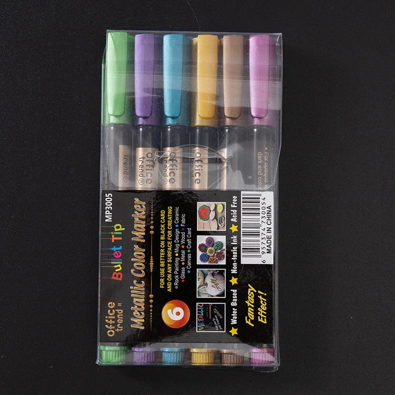 12Pcs/Box Drawing Painting Marker Pens Metallic Color Pens for Black Paper  Art Supplies Marker Pen Stationery Material Escolar - AliExpress