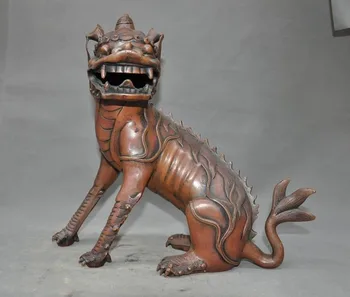 

Christmas 14" Old China Chinese Feng Shui bronze animal Kylin Pixiu Unicorn Beast Statue New Year