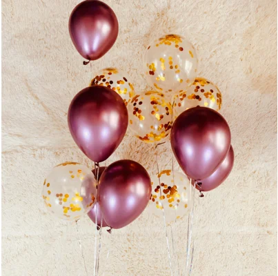 as picture 15pcs of 12" metal gold confetti balloons ink blue white balloon wedding party decoration kids children birthday party supplies - Цвет: as picture