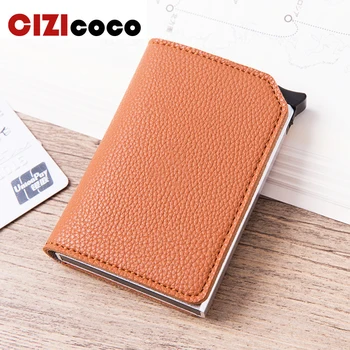 

2020 Anti Rfid ID Card Holder Men Business Credit Card Holder Men Wallet Male Purse PU Leather Cardholder Fashion Aluminum Box