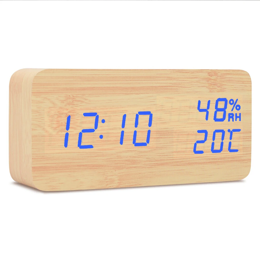 Электронный СВЕТОДИОДНЫЙ дисплей Настольный Будильник деревянная гостиная цифровой будильник часы для прикроватного столика гостиная кровать часы - Цвет: 4