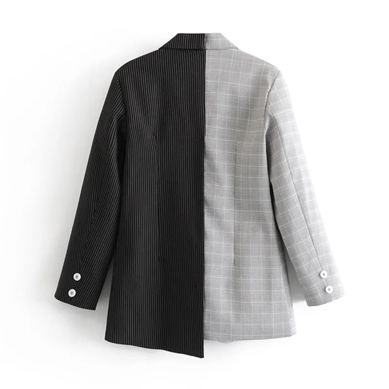 

2018 Western Style Autumn WOMEN'S Dress Casual Plaid Stripes Joint One-Button Suit Coat