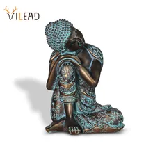 VILEAD-estatua de Buda durmiente de resina Zen, artesanía de estilo chino, decoración de sala de estar antigua, personaje creativo, regalo, 23cm