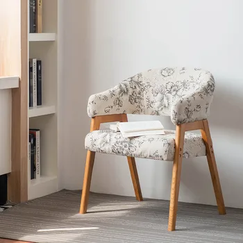 

Nordic Living Room Furniture Decor Solid Wood Dining Chair Learning Dining Table Chair Modern Minimalist Armrest Lounge Chair