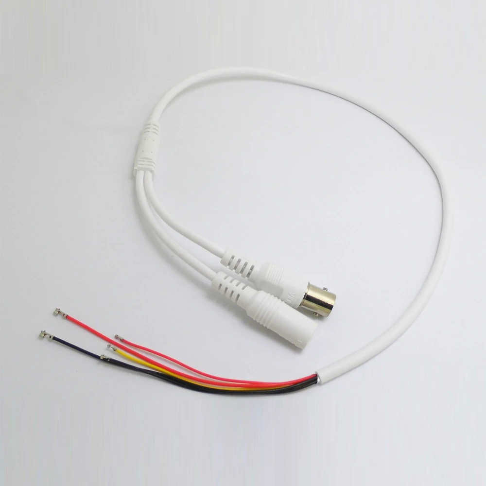 JIENUO Camera Video Line Video Cable White DC12V Power Pigtail For AHD Camera Cable Analog CCTV Camera Line Accessories