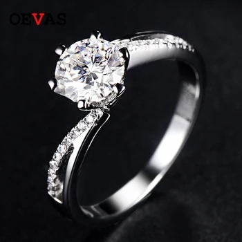 

OEVAS 100% 925 Sterling Silver Engagement Rings For Women Sparking 1 Carat Moissanite Wedding Party Bride Band Jewelry Girl Gift