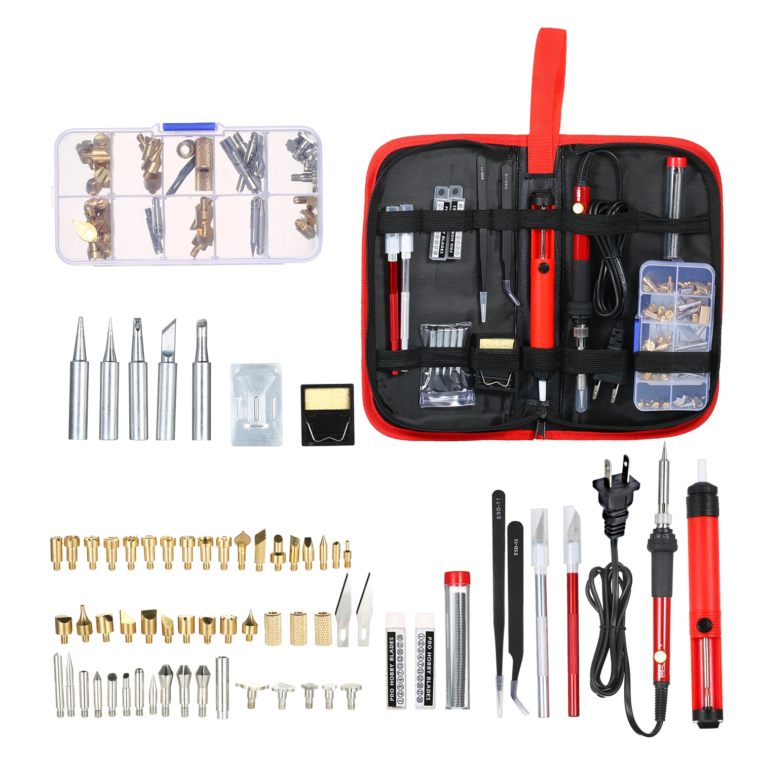

KKMOON 110V 60W Adjustable Temperature Soldering Iron Kit Pyrography DIY Woodburning Pen Set Embossing Carving Soldering Tips