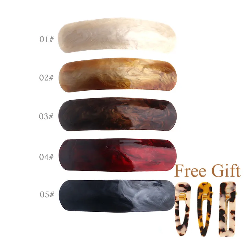 

5 Colors Barrette Factory Direct Supplies High Quality Hairpin Solid Color Spring Clip Acrylic Headwear Fashion Clip for Women