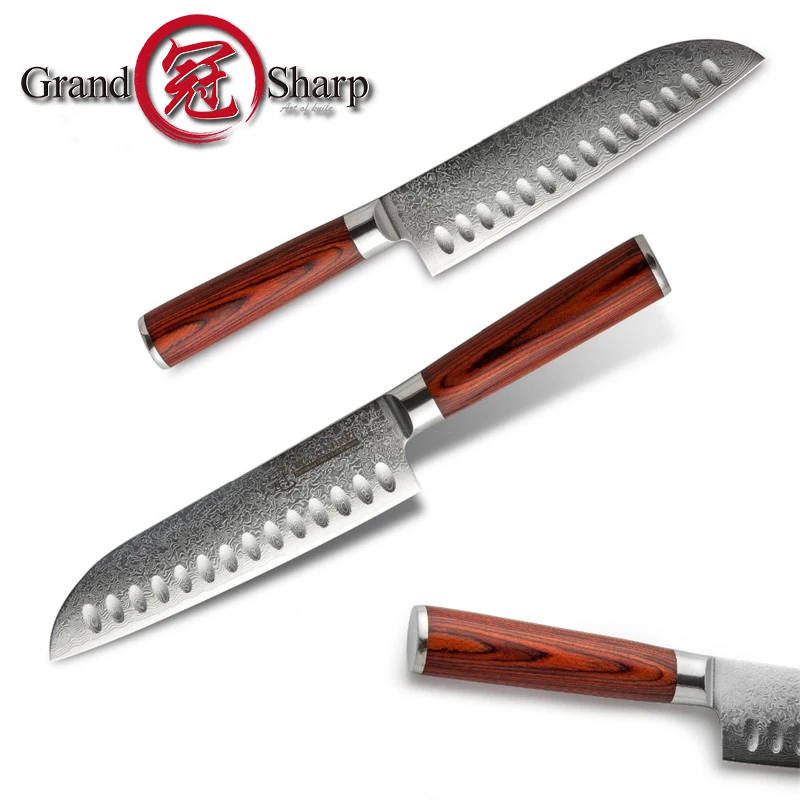 GRANDSHARP 7 дюймов нож Santoku 67 слоев японской дамасской стали VG10 японская кухня шеф-повара для нарезки мяса инструменты для приготовления пищи подарочная коробка