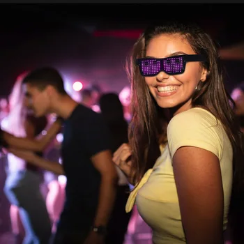 

EMD DJ Electric Syllables Party Flashing Eye Glasses Magic Bluetooth Led Party Glasses APP Control Luminous Glasses Novelty Gift