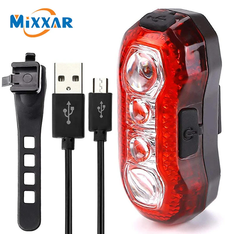 

ZK30 USB Rechargeable Super Bright Bike Rear Tail Light 5 Lighting Modes Easy Install Red Safety Cycling Light-Fits Any Bicycles