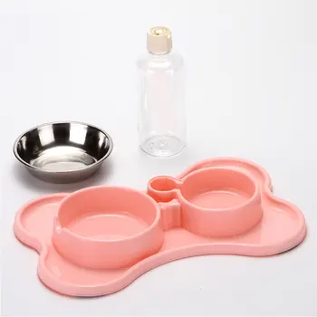 

Puppy Food Stainless Steel Non Slip Feeder Detachable Cat Feeding Dog Bowl Home Pet Double Port Water Bottle Automatic Drinking