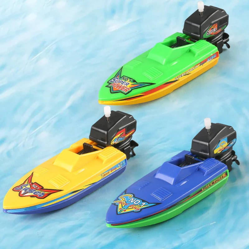 1Pc Kids Speed Boat Ship Wind Up Toy Bath Toys Shower Toys Float In