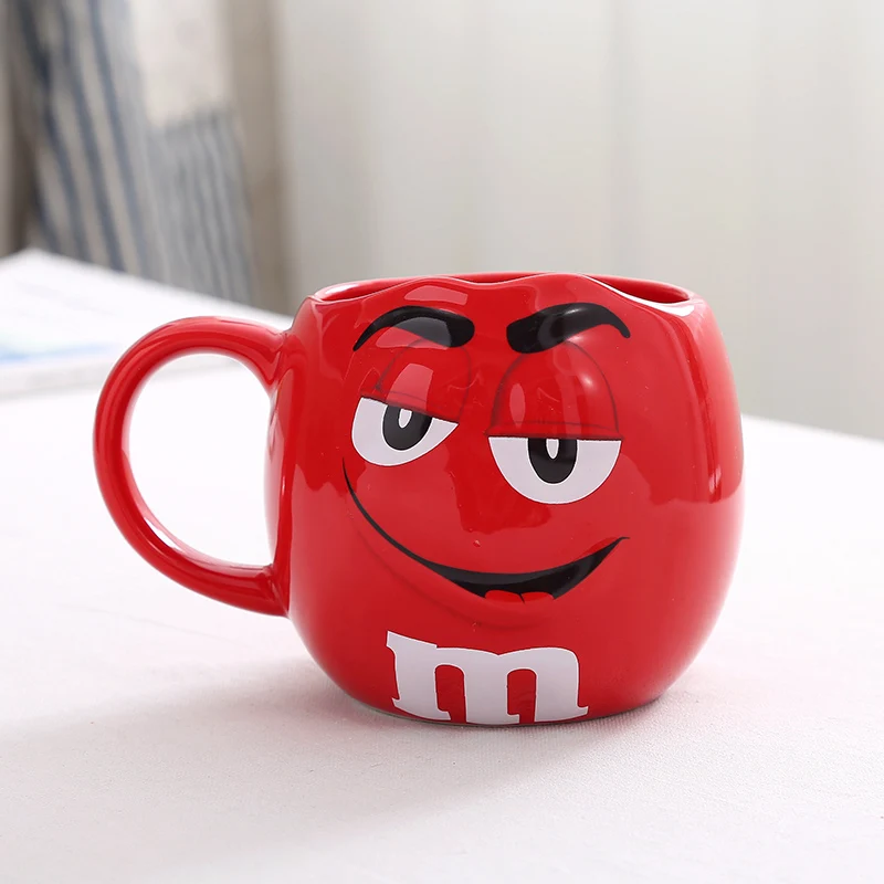 M& M's MM Beans питьевые чашки Кружка для кофе, молока воды чая кружки керамическая посуда цветная Милая глазурь овсяная кружка - Цвет: Красный