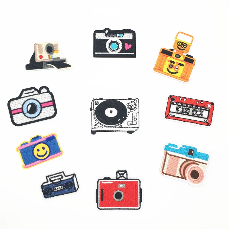 

Camera Patches On Clothes Iron Patch Embroidery Badges Stripe Applique Cute Sewing diy Decorative Stickers for Clothing Apparel