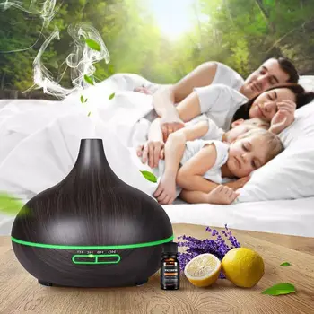 

400ml Ultrasonic Aroma Diffuser Essential Oil Electric Air Humidifier Remote Control Mist Maker 7 Color LED Light for Home