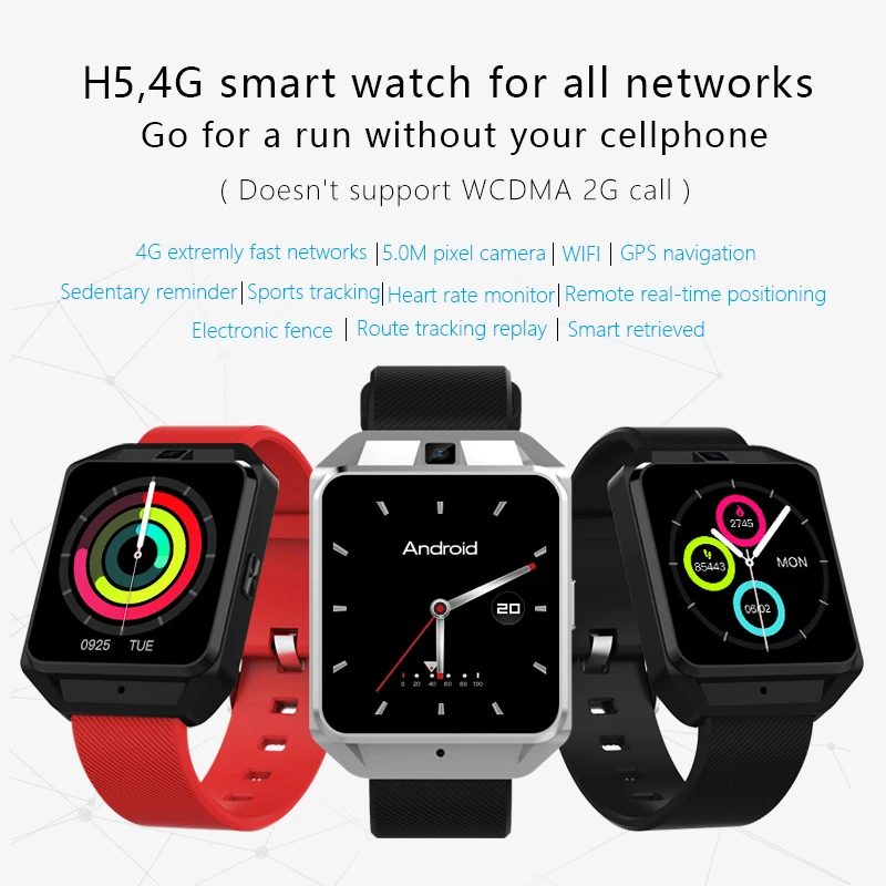

H5 4G Fast network Smart Watch Android 6.0 With Camera sim Card GPS outdoor Sports Tracker Video Call Heart Rate Smartwatch