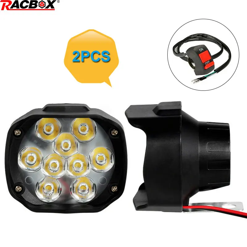 

2pcs Motorcycle Headlight 6Led 9Led Super Bright Spotlight White Work Light Internal Drive For Motorcycles Electric Bicycles
