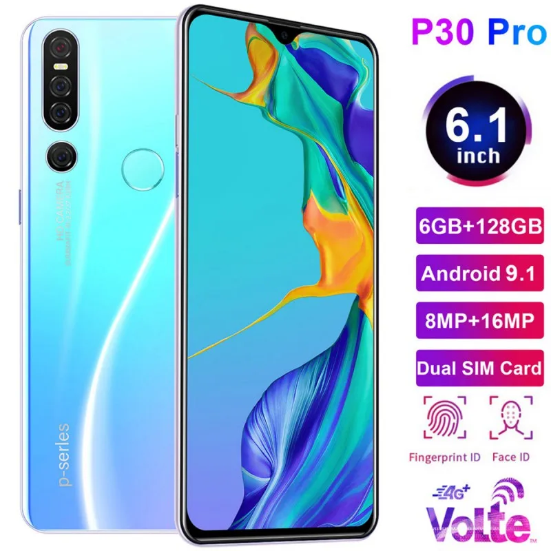 

P30 Pro 6.1 Inch 4G Smartphone 6GB RAM 128GB ROM Water Drop Screen Mobile Phone Face Recognition & Fingerprint Unlock Cell Phone