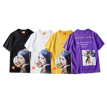 

Lawfoo Men'S Wear 2019 Spring And Summer New Style Popular Brand Spoof GIRL'S Eat Hamburg Printed MEN'S Short-sleeved T-shirt