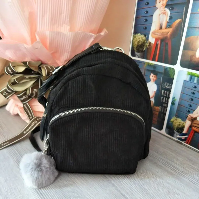 Маленький модный женский рюкзак, новая сумка на плечо, повседневные Рюкзаки с помпоном для девушек, женская школьная сумка, Mochilas, студенческие сумки на плечо - Цвет: black
