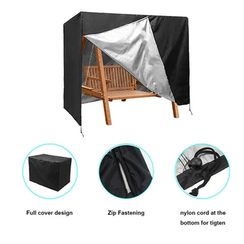 

Waterproof 3 Seater Patio Swing Chair Seat Cover Sunscreen Cover 210D Oxford Garden Hammock Protective Cover H7JP
