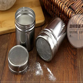 

New Powdered Can Stainless Steel Powder Sprinkle Extinguishers Tank Gauze Bucket Cocoa Powder Cinnamon Powder Dusting Cans