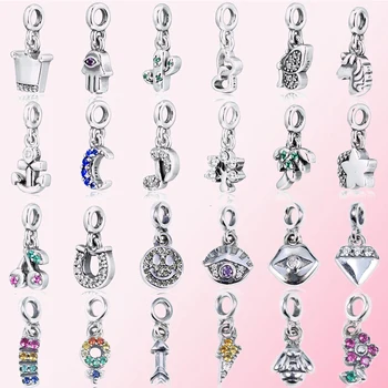 

100% 925 Sterling Silver ME Series Pendant Smiley Anchor Bee Crown Meteor Unicorn Flower Moon Cherry Cactus Star butterfly Charm