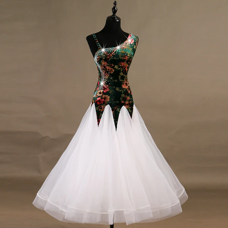 

Standard Ballroom Dance Dress Adult Elegant White Waltz Dance Skirt Women High Quality Ballroom Competition Dancing Dresses