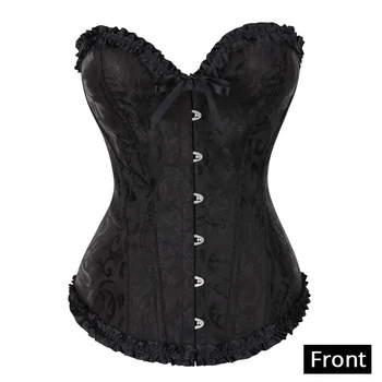 Sexy Corsets Bustiers Floral Lace Tops For Women Flower Print Vintage Corset Gothic Satin Lingerie Corselet Overbust Boned 2
