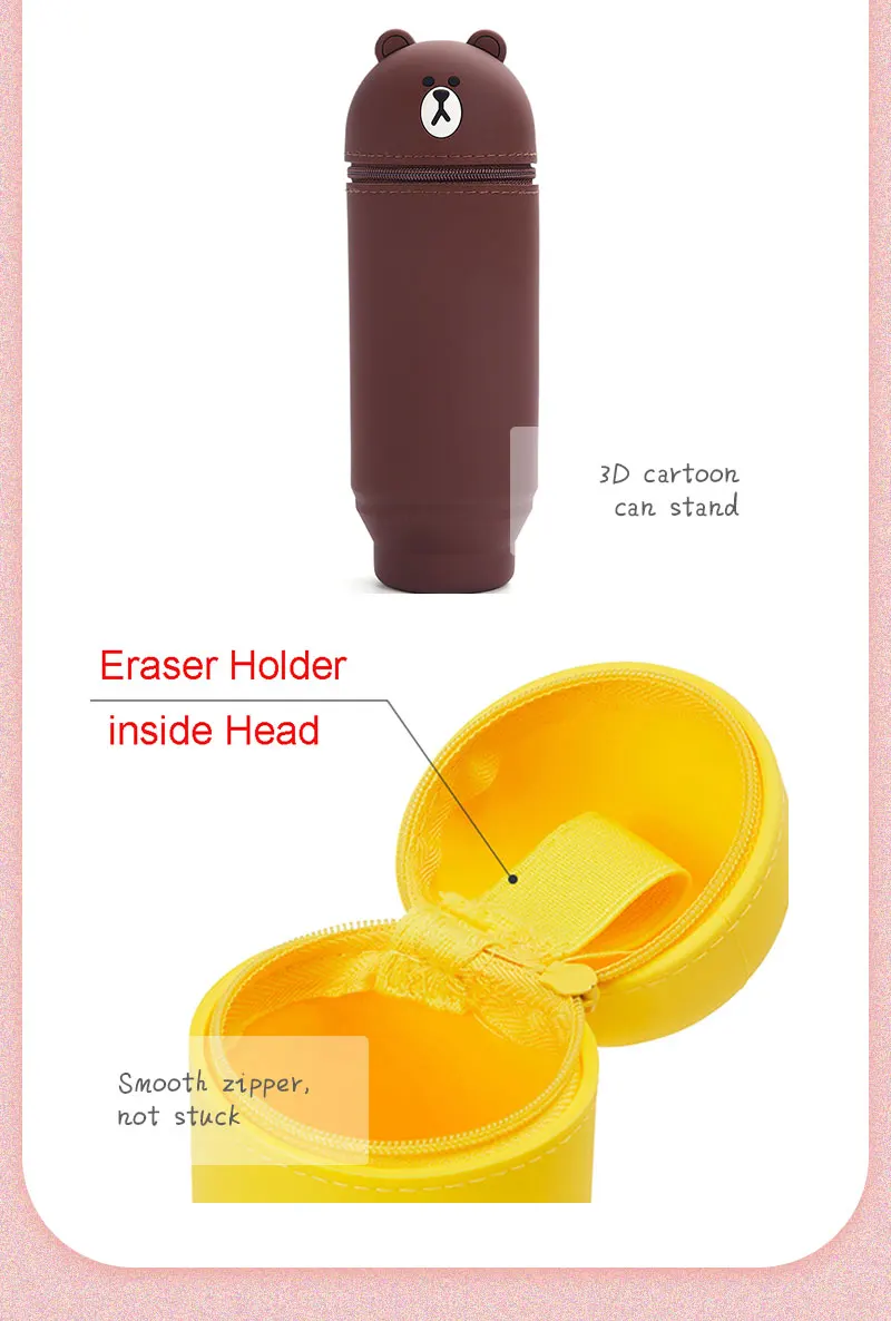 Pen Container Cartoon Gel Supplies Telescopic Pencil Kids for Case School 3D Office Silica