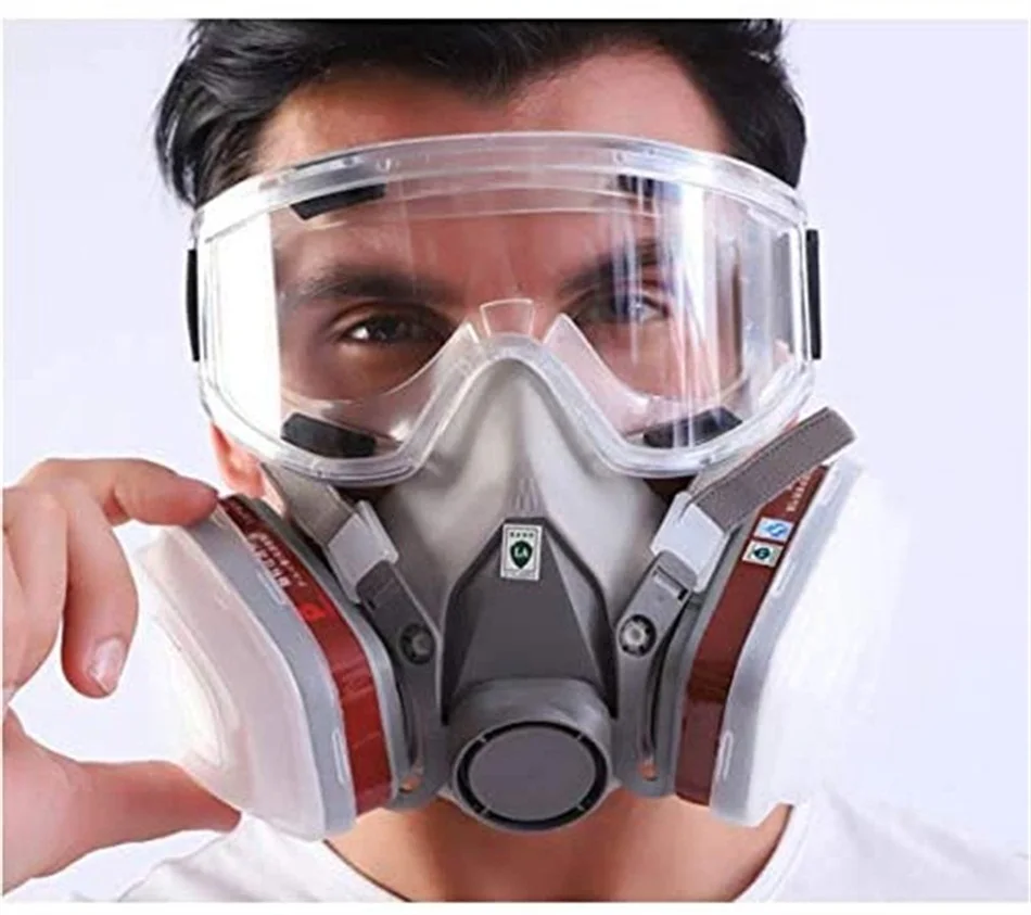 Mascarilla de Gas antipolvo, respirador Industrial de media cara para pulverización, gafas protectoras a prueba de niebla, trabajo de seguridad, 6200