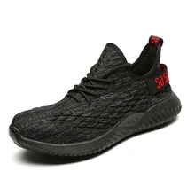 Мужская и wo Мужская безопасность дышащая мужская обувь анти-разбивая анти-пирсинг высокоэластичный вразлёт, плетение сетка кевлар stab-proof saf