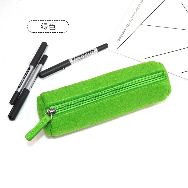 Manufacturer Felt Pencil Case Pencil Bag Solid Color Cylinder Flat Pencil  Case Large Capacity Stationery Pencil Box Student Kids - AliExpress