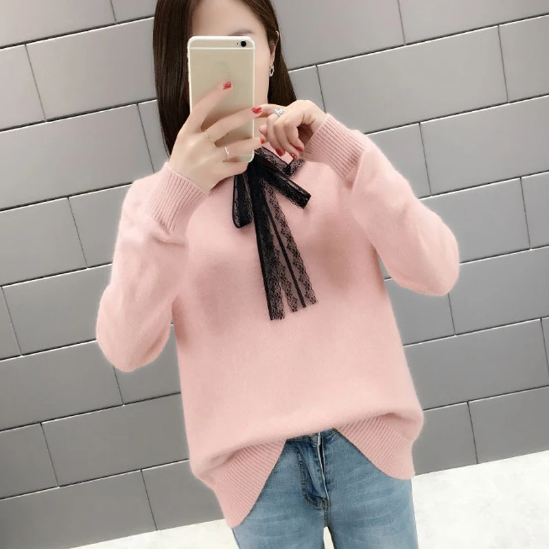 Lucyever Fashion Knitted Sweater Women Long Sleeve Turn-down Collar Sweaters Ladies 2019 Winter Woman Sweater Knitting Pullovers