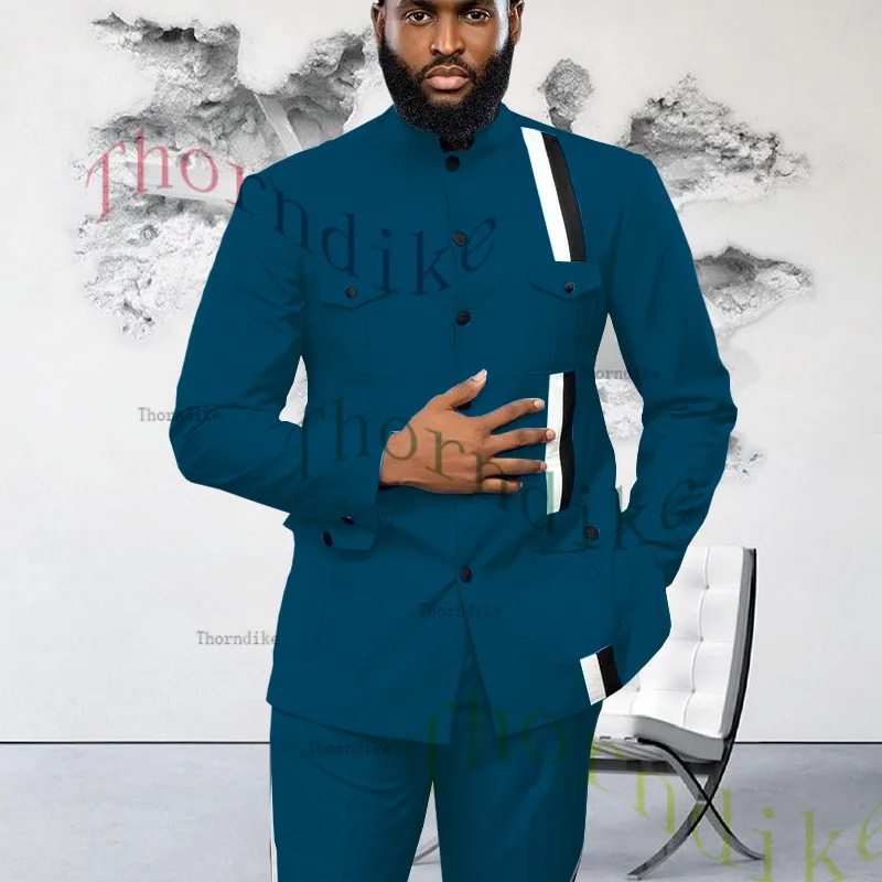 Thorndike Slim Fit Green 2 Piece Suit For Men Wedding Tuxedo Bridegroom Groomsmen Men Suits Business Party Prom Blazer T1322