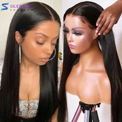 Brazilian Bone Straight Human Hair Wig 13X4 Lace Front Wig HD Transparent Pre Plucked Lace Frontal Wig Remy Hair 8-26 Inches