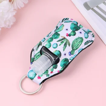 

3 Set 30ml Travel Size Bottle and Keychain Holder with Cactus Prints Hand Sanitizer Bottles with Keychain Carriers for Soap Loti