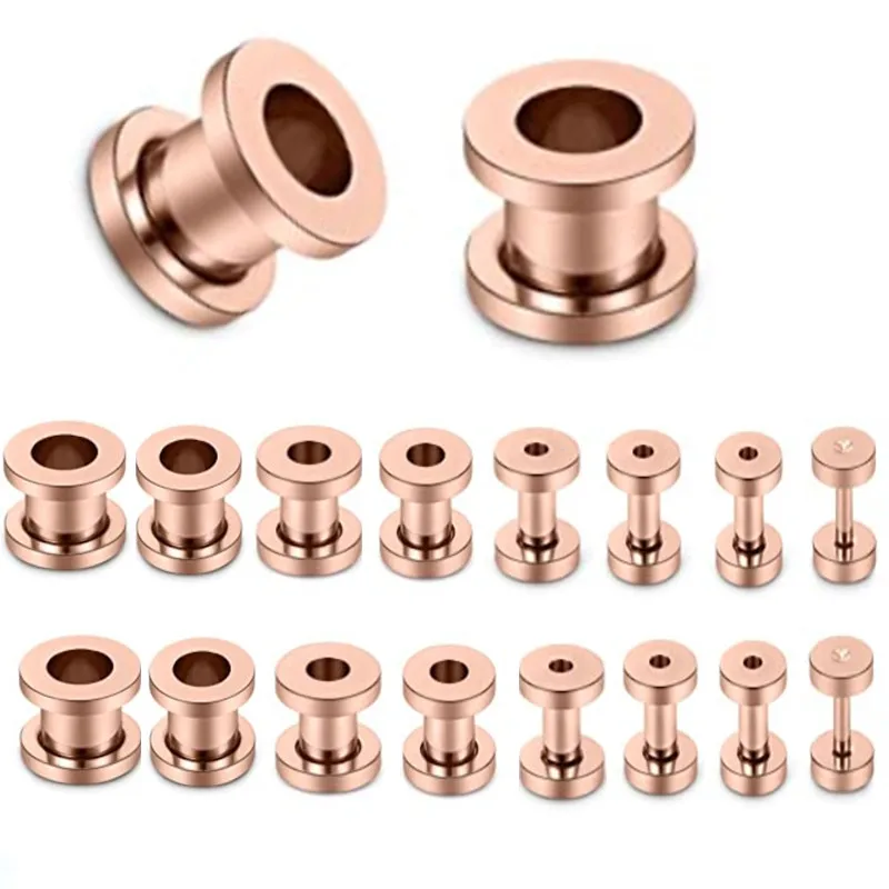 Ear Piercing Jewelry 16/18PCS Stainless Steel Ear Stretching Kit Tragus Piercing Screw Fit Gauge 14G-00G
