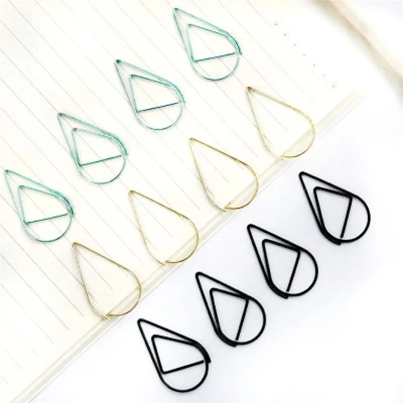 

Metal Material Drop Shape Paper Clips Gold Silver Color Funny Kawaii Bookmark Office School Stationery Marking Paperclip