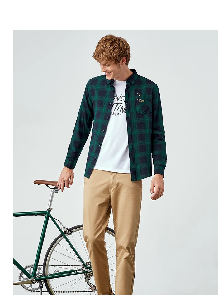 Semir модная Новая мужская рубашка с длинным рукавом корейская ретро хит цветная клетчатая одежда с вышивкой хлопковые рубашки