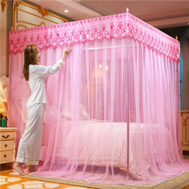 Embroidery Lace Pleated Mosquito Net for Bed Romantic Princess Bed