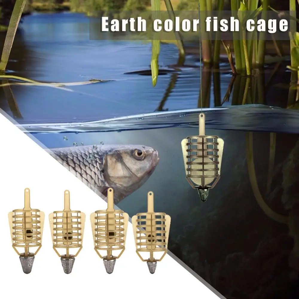 

1pc Boat Fishing Bait Feeder Cages Bait Cage Fishing Connector Lead Sinker Feeder Pesca Iscas Tool Accessories Fish Tackle