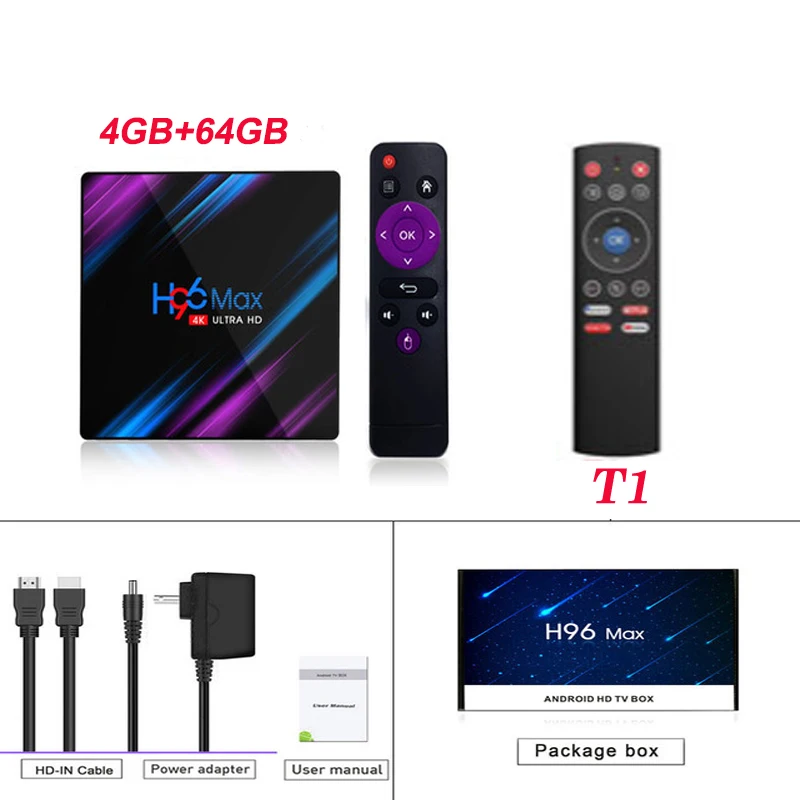 4GB 64GB n T1 H96 Max 3318 Android 9,0 Смарт ТВ приставка 4K H.265 WiFi 2,4G/5G Bluetooth 4,0 64 GB Поддержка ip tv подписка медиаплеер - Цвет: 4GB 64GB n T1