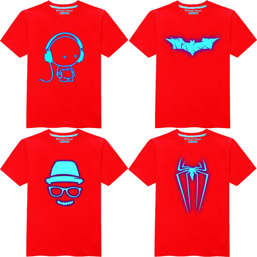 

Christmas Boys T Shirt Fashion 3D Pattern Kids Luminous T Shirt For Boy T Shirt Cotton Short Sleeve Girls Tops Children Clothes