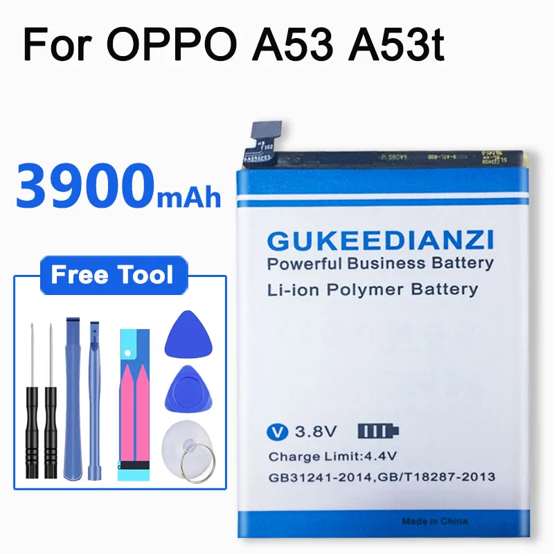 GUKEEDIANZI Mobile Phone Lithium Polymer Replacement 3900mAh High Capacity Strong Endurance Battery BLP601 For OPPO A53 A53t
